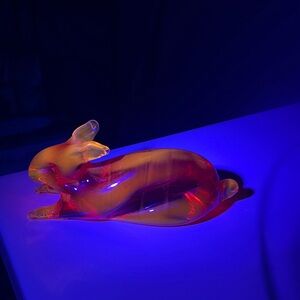 1960s Hand Blown Red and Amber Cadmium Bunny